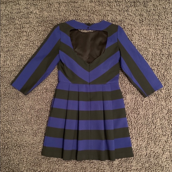 Zara Trafaluc Black & Blue Striped Dress - Picture 3 of 8